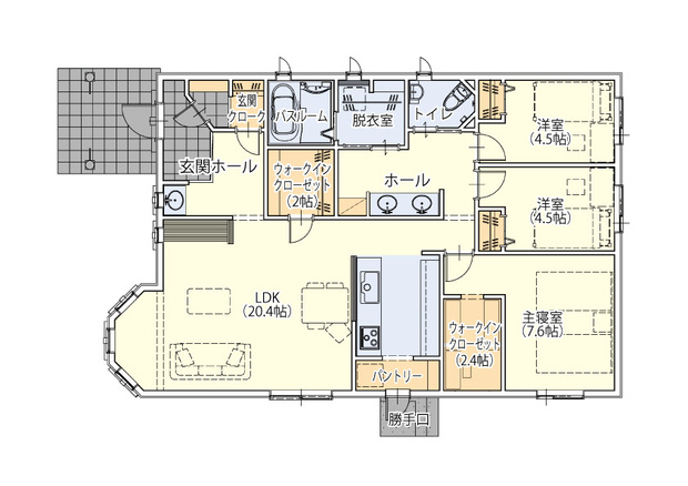 輸入住宅平屋間取り